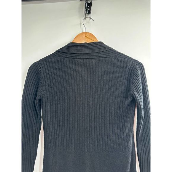 AVA Black Ribbed Open Front Cardigan Small - Picture 5 of 9